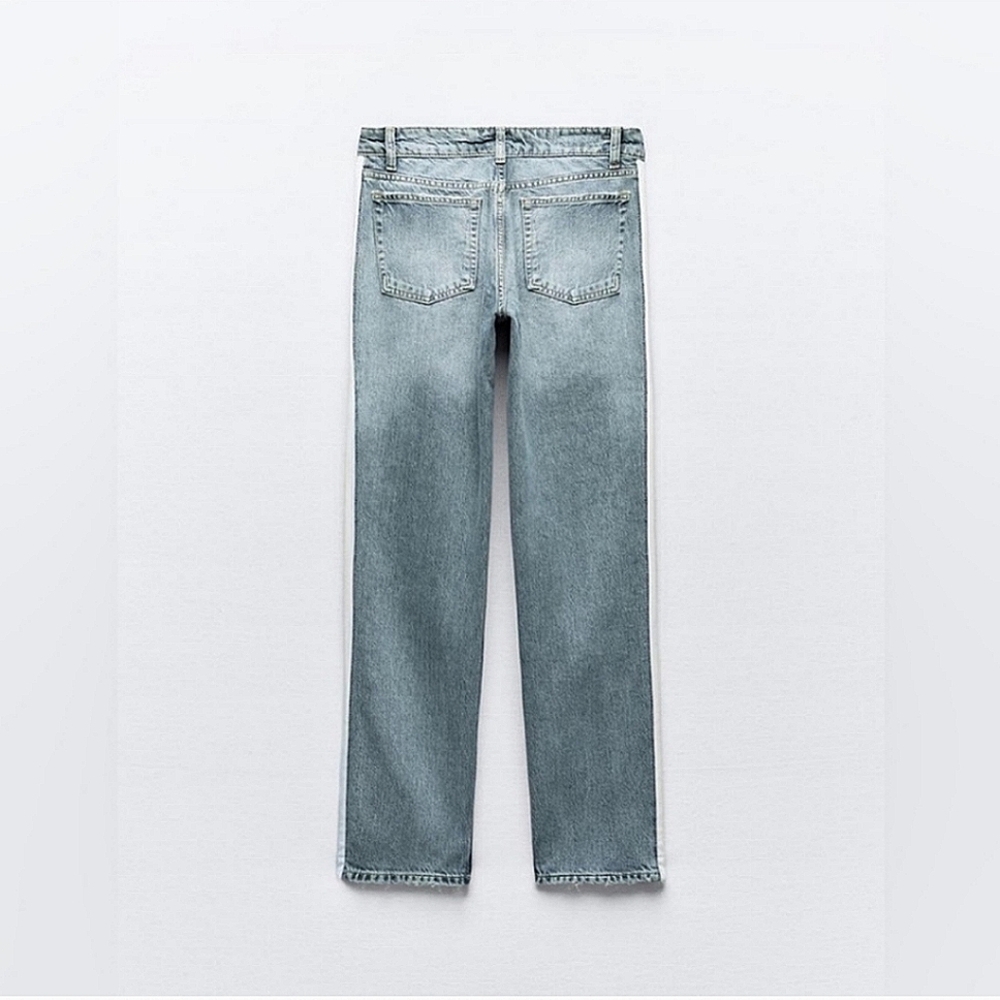 ZARA LOW RISE JEANS WITH WHITE STRIPE DETAIL ON SIDES✨️SIZE 4 ✨️ - Picture 4 of 7
